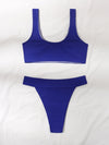 Ribbed Cut Out Thong Bikini Swimsuit