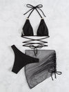 3pack Ring Linked Bikini Swimsuit Beach Skirt