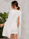 Plunging Solid Cape Dress