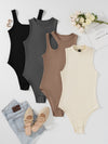 4pcs Solid Ribbed Knit Bodysuit