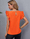 Ruffle Armhole Solid Top