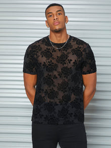  Men Floral Mesh Tee