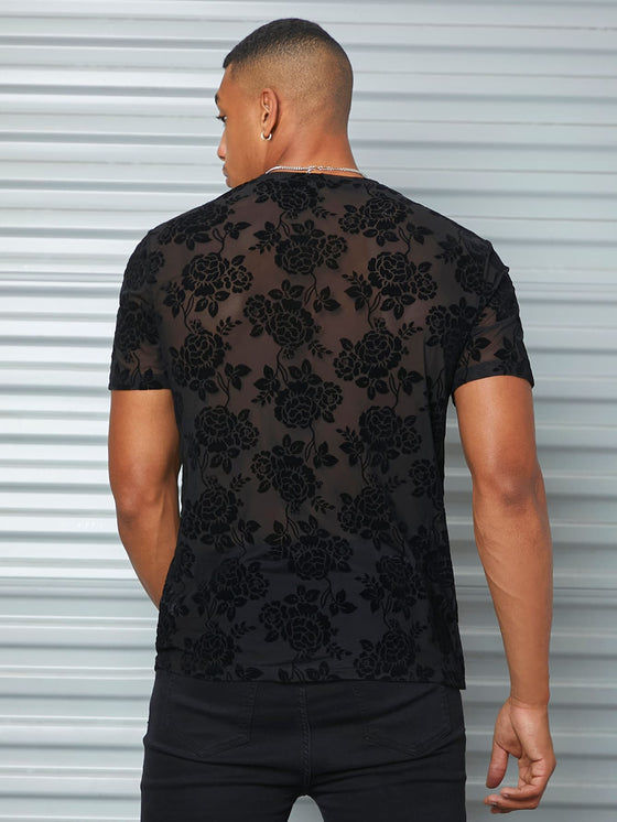 Men Floral Mesh Tee