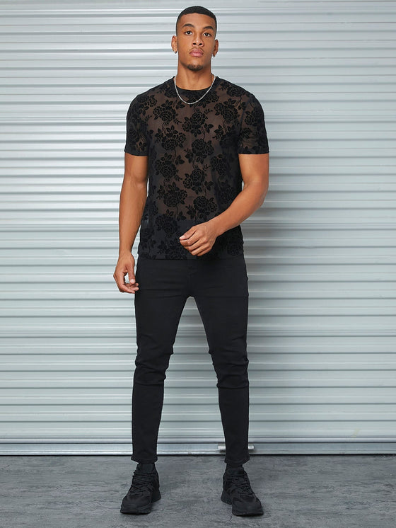 Men Floral Mesh Tee