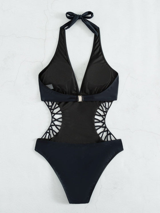 Cut out Side Halter One Piece Swimsuit