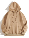 Solid Drawstring Pocket Front Hooded Sweatshirt