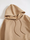 Solid Drawstring Pocket Front Hooded Sweatshirt