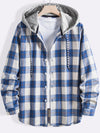 Men Plaid Drawstring Hooded Shirt