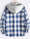 Men Plaid Drawstring Hooded Shirt