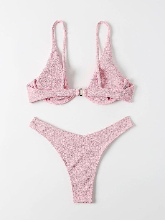 Plain Push Up Bikini Swimsuit