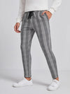 Men Plaid Print Drawstring Waist Pants