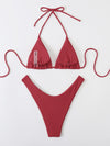 Rib Halter Micro Triangle Bikini Swimsuit