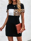 Color block Leopard Panel Tee Dress