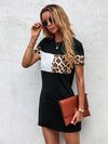 Color block Leopard Panel Tee Dress