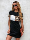 Color block Leopard Panel Tee Dress