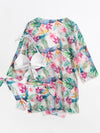 3pack Floral Print Knot Push Up Bikini Swimsuit Kimono