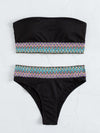 Contrast Tape Bandeau Bikini Swimsuit