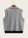 EZwear Houndstooth Pattern Sweater Vest