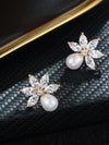 Cubic Zirconia Decor Stud Earrings