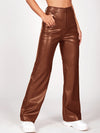 X Aurora Celli Solid PU Leather Straight Leg Pants