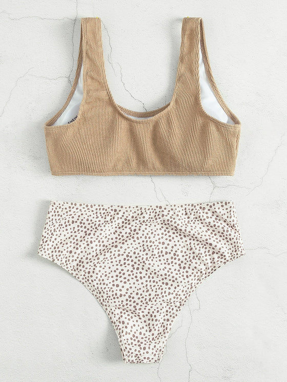 Dalmatian Scoop Neck Bikini Swimsuit