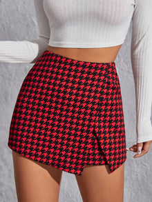  Wrap Front Houndstooth Skort