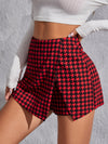 Wrap Front Houndstooth Skort