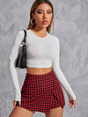 Wrap Front Houndstooth Skort