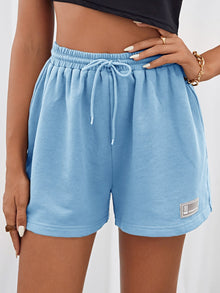  EZwear Drawstring Waist Patched Detail Shorts