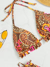 3pack Paisley Print Frill Trim Triangle Bikini Swimsuit