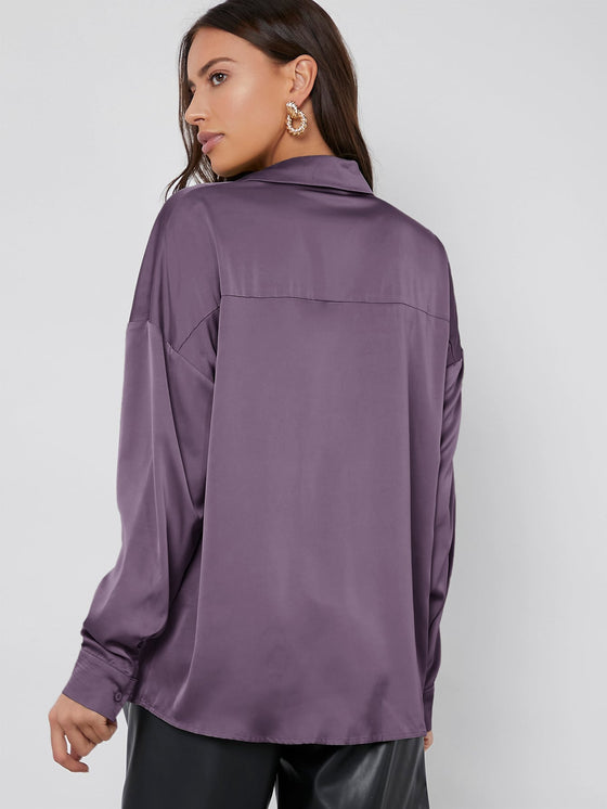 Single Breasted Satin Blouse