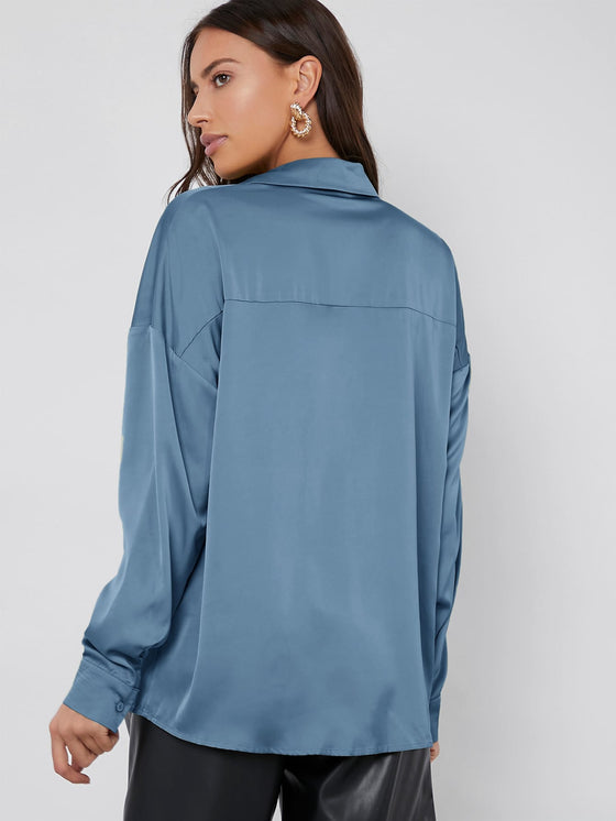 Single Breasted Satin Blouse