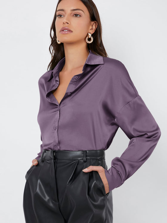 Single Breasted Satin Blouse