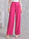 Solid Zip Up Wide Leg Pants