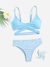 Girls Floral Print Wrap Bikini Swimsuit