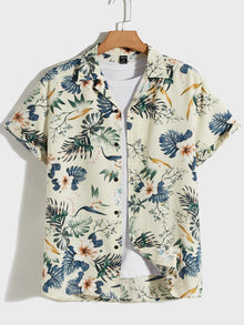  Men Tropical Print Shirt Without Tee