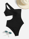 Cut Out One Shoulder One Piece Swimsuit