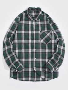  Men Plaid Print Button Through Shirt