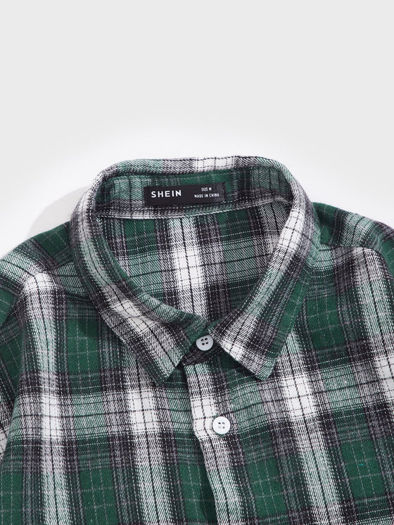 Men Plaid Print Button Through Shirt