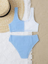 Girls Color Block Textured Bikini Swimsuit