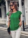 Ruffle Trim Press Crease Blouse