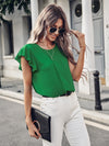 Ruffle Trim Press Crease Blouse