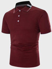  Men Striped Trim Polo Shirt