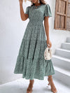 Ditsy Floral Print Ruffle Hem Smock Dress