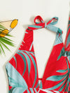 3pack Tropical Print One Piece Swimsuit With Cover Up Skirt