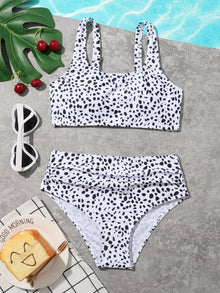  Girls Dalmatian Print Bikini Swimsuit