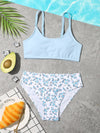 Girls Plant Print Bikini Swimsuit