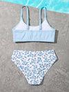 Girls Plant Print Bikini Swimsuit