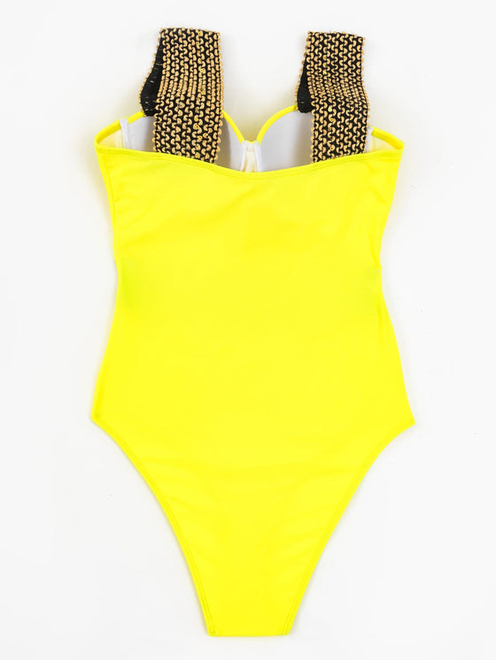 Stitch Detail Push Up One Piece Swimsuit