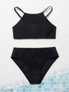 Teen Girls Plain Bikini Swimsuit